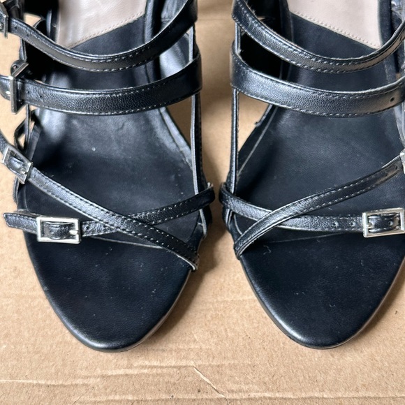 Zara Black Leather Strappy High Heel Sandals sz 8 - Picture 12 of 16
